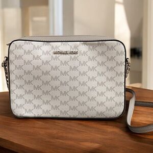Michael Kors White and Gray Messenger Bag